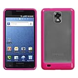 Clear/ Solid Hot Pink Gummy Hard Protector Cover Case For Samsung Infuse 4G ....