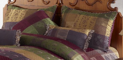 Chezmoi Collection 7 Pieces Multi Color Gitano Jacquard Patchwork Comforter Set Bed-in-a-bag California-cal King Size