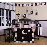 Geenny CRIB-CF-202 Boutique Moon and Star 13 Piece Crib Bedding Set in Pink Brown