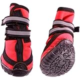 Fashion Pet Performance Waterproof Dog Boots, X-Small, Red