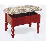4 Upholstered Cherry Wood Foot Stools Wooden Footstool