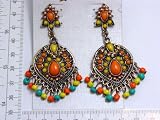 Filigree Antique Gold Chandelier Earrings with beads