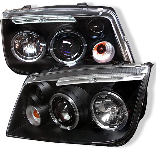 Volkswagen Jetta-VR6 99 00 01 02 03 04 Halo LED Projector Headlights - Black (Pair)