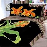 Le Vele Tiger Lily (Aliza Black) Duvet Cover Set King Size Sheets Set LE172 ....