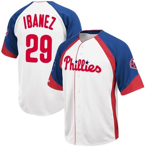 Majestic Philadelphia Phillies #29 Raul Ibanez White-Royal Blue Wheelhouse Player Baseball Jersey (Large)