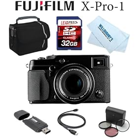 Fujifilm X-Pro 1 16MP Digital Camera with APS-C X-Trans CMOS Sensor + FUJINON LENS XF35mmF1.4 R + 32GB Card + SD Card Reader + Cleaning kit