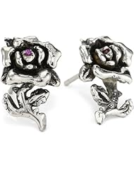 Ed Hardy Jewelry Rose with Petal and Cubic Zirconia Stud Earrings