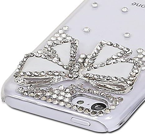 Crazy Panda Iphone 5C DIY Case - 3D Handmade Crystal Rhinestone Bling Diamonds Case Cover for Iphone 5C (white bow)