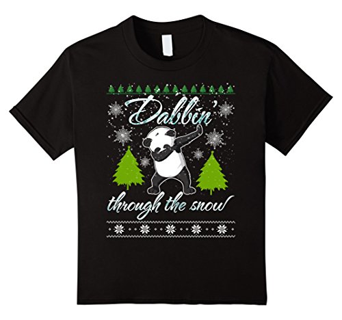 Kids Bear Dabbing Through The Snow Christmas Sweater Shirt Shirts 10 Black