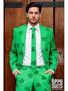 OppoSuits Men's Patrick Party Costume Suit, Green, 48