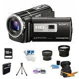 Sony HDR-PJ10 High Definition Handycam Camcorder (Black) ULTIMATE BUNDLE With 16GB SD Card,Pro Wide Angle Lens, Pro Telephoto Lens, Deluxe Filter Kit, Spare Battery, Digpro Case, Table-top Tripod,3pc. Lens Cleaning Kit,