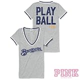 Milwaukee Brewers Victoria's Secret PINK&Atilde;&macr;&Acirc;&iquest;&Acirc;&frac12; V-Neck Ringer Tee