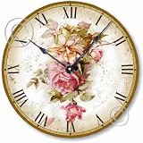 Item C6004 Vintage Victorian Style 10.5 Inch Pink Roses Clock
