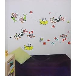 Underwater Fish Creatures Child Wall Stickers Temporary Repositionable