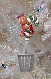 5 Gingerbread Girl Holding Fish Slice Kitchen Utensil Christmas Ornament #J3859