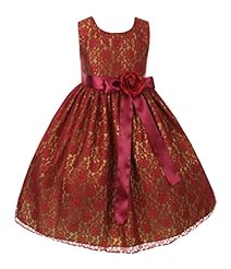 Girls Polyester/Satin Lace  Tea Length Sleeveless  Dress With a Bow(s) and a Ribbon  and a Sash 
