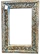 Antique Blue White Patina Carved Mirror Indian Vintage Wall Decor ~ Jaipur Mirror