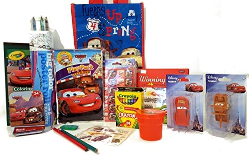 Cars Coloring Activity Bundle Re-usable Tote Play Pack Stickers Crayola 24 Crayon 20 Page coloring Book 25 Feet Rool Coloring 2 Figurins Puzzle Tattos &amp; More 15 pc