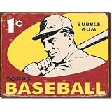 Topps Baseball Cards 1959 1 Cent Sports Bubble Gum Distressed Retro Vintage Tin Sign