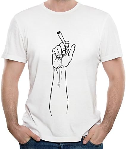 Zcyy Men's Lighter Cartoon Hands Smoker Funny White T Shirts Large