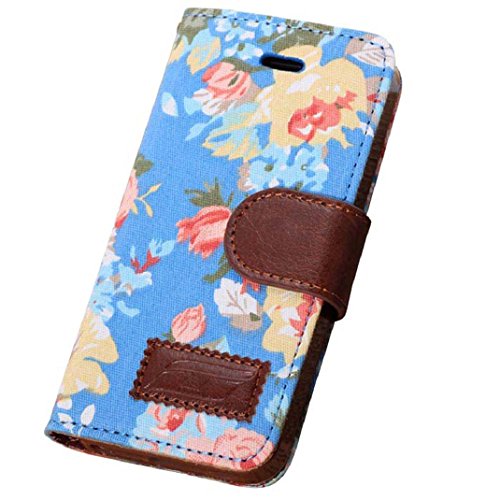 Iphone 5 Case, Shensee Fashion Flip Magnetic Wallet Floral Jacquard Leather Cover Case for Iphone 5c, Women Bag, Dirt-resistant, Anti-knock, Rhinestone Case, Compact, Elegant, Stylish, Card Slots for Carrying Id, Cash and Credit Cards (Blue)