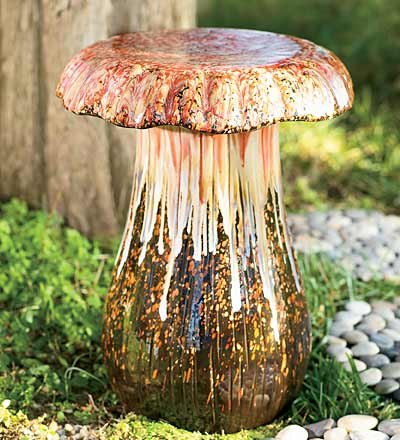 Ceramic Mushroom Stool, in Red