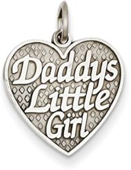 14k White Gold Polished Daddys Little Girl in Heart Charm