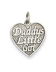 14K White Gold Polished Daddys Little Girl in Heart Charm Pendant