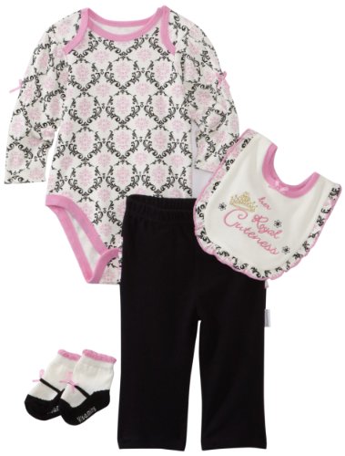 Vitamins Baby Baby-Girls Newborn 4 Piece Creeper Royal Cuteness Pant Set
