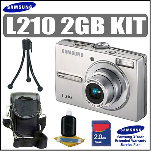 Samsung L210 10.1MP 3X Digital Camera Silver Plus 2GB Accessory Outfit With Samsung 3 Year Warranty - Samsung ASAML210SK2