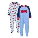 Toddler Boys' Just One Year Fleece Firetruck Blanket Sleeper - Blue/Red
