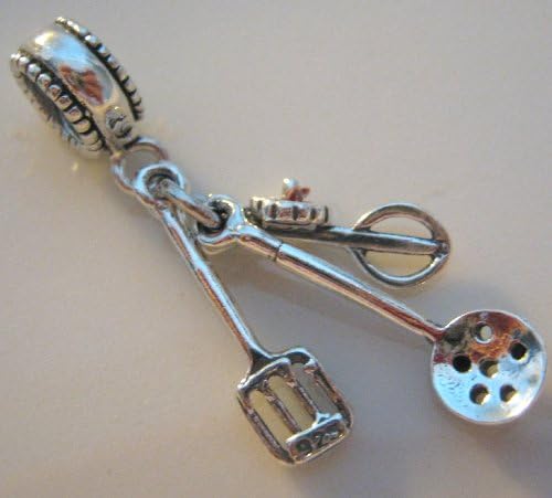 Cooking Utensils, Sterling Silver, Charm, Dangle Bead, European Style