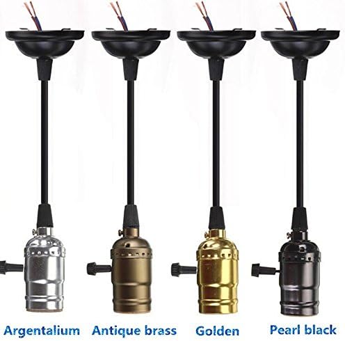 Efine Minimalist Vintage Retro Lamp Base Holder Pendant Bulb Light Screw Socket with Switch (Silver)