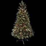 5ft 152cm Green Decorated Prelit Artificial Festive Christmas Holiday Tree New