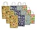 Christmas Medium Gift Bags Christmas Designs Goodie Bags White Kraft, 12 Pack
