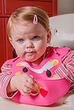 Hominize Soft Silicone Bib with Smart Food Catcher ♥ Waterproof and Easily Wipes Clean ♥ Magic 3-Way Fitting Suitable for Toddlers/Infants of All Ages ♥ FREE Gift Baby Led Weaning Ebook