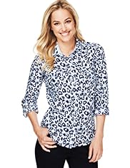 Pure Linen Chambray Animal Print Shirt