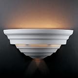 Justice Design 1155-BIS, Ambiance Ceramic Wall Sconce Lighting, 2 Light, 200 Total Watts, Bisque