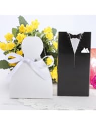 Kitchen: 100 Pcs(50 Pairs)gown Tuxedo Bride Groom Wedding Bridal Party Favor Candy Box Gift Boxes - BigbigMallCo., LTD