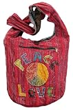 Peace Love Red Hippie Bohemian Handbag Purse
