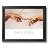 Michelangelo Creation Of Adam # 3 Religious Wall Picture Black Framed Art Print