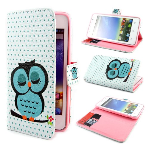 ivencase D79 Owl Design Wallet PU Leather Flip Case Cover for Huawei Ascend G510 U8951 + One