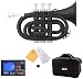 Mendini MPT-BK Lacquer Brass Bb Pocket Trumpet, Black