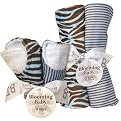 Sweet Safari Blue Bibs & Burp Cloths Set (8 total)