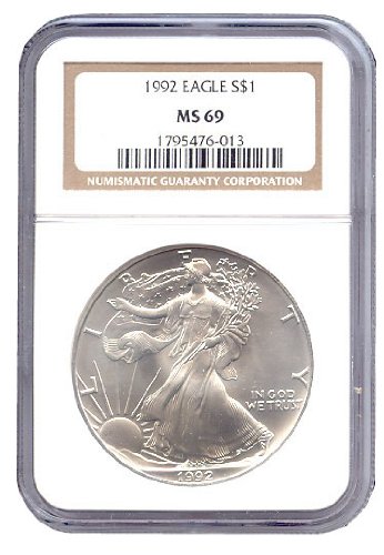 1992 US Silver Eagle Coin Certifed Grade MS69-image