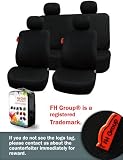FH-FB050114 Flat Cloth Univerisal Car Seat Covers 2 Front Bucket Covers and 1 Solid Bench Cover Black Color
