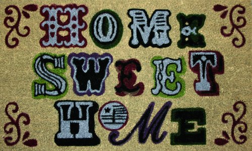 STC Hand Tufted Coir Door Mat with Anti-slip Backing, Home Sweet Home Design, 45x75cm
