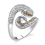 Swirling Beauty: Sterling Silver Designer Inspired Size 8 Cocktail Ring with Smoky CZ Diamonds