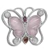 Sterling Silver Rose Quartz, Ruby, Garnet and Rainbow Moonstone Butterfly Pin-Pendant by Sajen