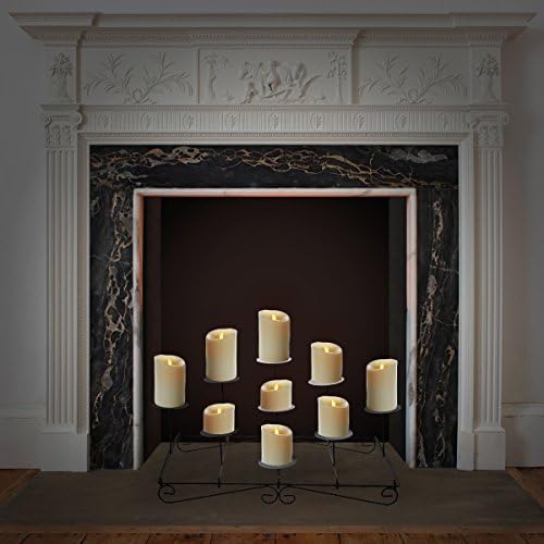 9-Pillar Fireplace Candle Holder Mantel Floor Tier Candelabra Centerpiece Black